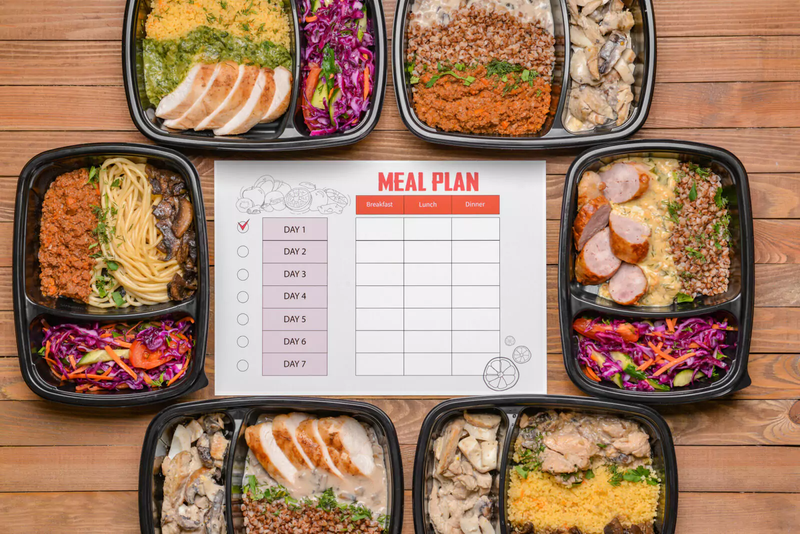 Top-down view of arranged ingredients on a neutral surface